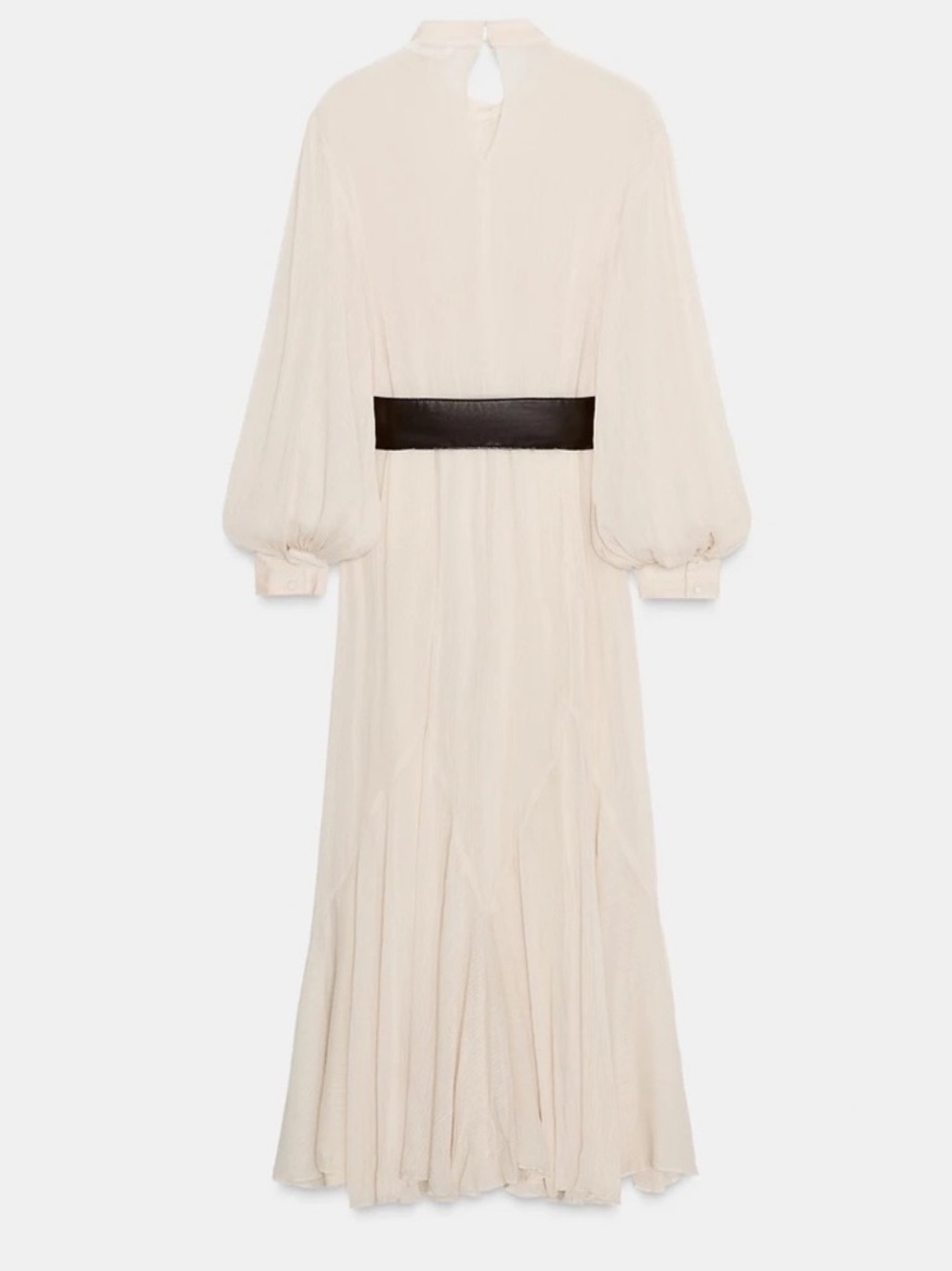 ZARA Cream Pleated Ruffled Boho Maxi Dress with Long Puff Sleeves - Picture 14 of 16
